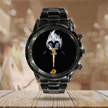 Discover Disney Villains Ursula Big Face Calendar Steel Band Watch