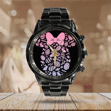 Discover Disney Minnie Mouse Pink Gradient Easter Egg Calendar Steel Band Watch