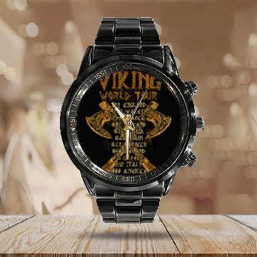 Discover Viking World Tour Calendar Steel Band Watch