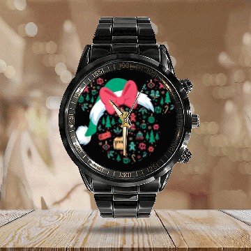 Discover Disney Minnie Mouse Head Icon Christmas Holiday Baseball Tees Calendar Steel Band Watch