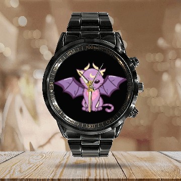 Discover Cat Paws goth kawaii cat bat wings cute outfit Calendar Steel Band Watch
