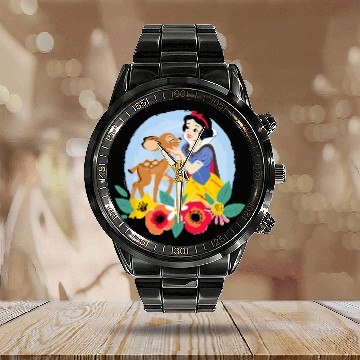 Discover Disney Princess - Floral Snow White Deer Calendar Steel Band Watch