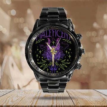 Discover Disney Villains Maleficent Dragon Line Design Calendar Steel Band Watch