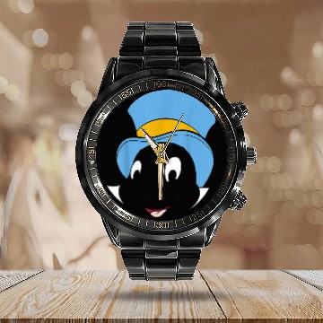 Discover Disneyss Pinocchio Jiminy Cricket Big Faces Calendar Steel Band Watch