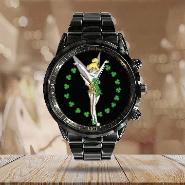 Discover Disney Tinker Bell Ring of Shamrocks St. Patricks Day Calendar Steel Band Watch