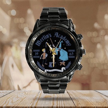 Discover Disney The Sword in the Stone Merlin's Academy Calendar Steel Band Watch
