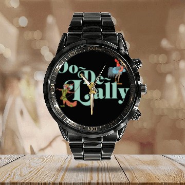 Discover Disney Robin Hood Oo-De-Lally Iconic Quote Chest Text Logo Baseball Tees Calendar Steel Band Watch