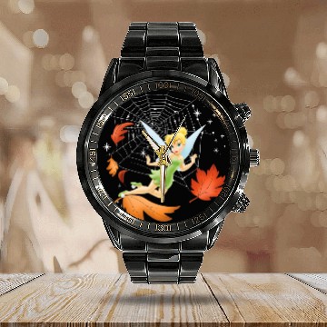 Discover Disney Peter Pan Tinker Bell Fall Spider Web Leaf Hawaiians Calendar Steel Band Watch