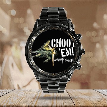 Discover Womens HISTORY Swamp People "Choot 'Em!" V-Neck Calendar Steel Band Watch