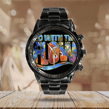 Discover Disneyss Pixars Finding Nemo Go With The Flow Logo Filled Zip Calendar Steel Band Watch