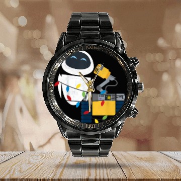 Discover Disney Pixar Wall-E Eve Christmas Light Wrap Graphic Calendar Steel Band Watch