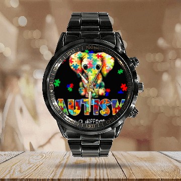 Discover Elephants Lover Autism Autism Walking A Different Path Calendar Steel Band Watch