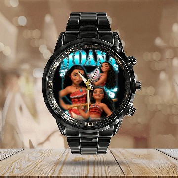 Discover Disney Moana Cute Pua And Moana Bravess Pose Collage 3D Calendar Steel Band Watch
