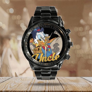 Discover Disneys Ducktales Scrooge Mcduck World's Best Uncle Calendar Steel Band Watch