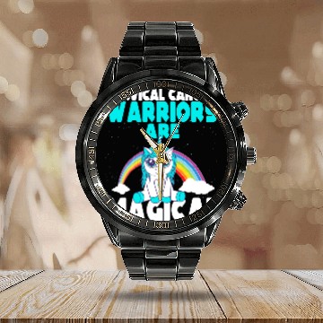 Discover Unicorns Cervical Cancer Awareness Warriors are magical Calendar Steel Band Watch