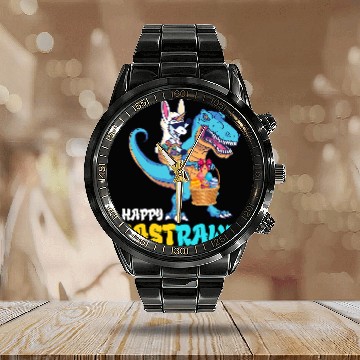 Discover Dinosaur Dino Unicorns Happy Easter TRex Unicorns Happy Easter Egg Easter Party Calendar Steel Band Watch