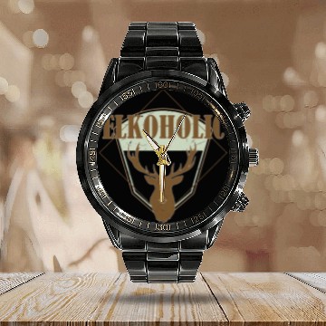 Discover Deers Elk Hunting Deer Hunting Elkoholic Hunter Calendar Steel Band Watch