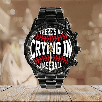 Discover Baseball Gift Retro There Is No Crying In Baseball Sport Baseball Player Calendar Steel Band Watch