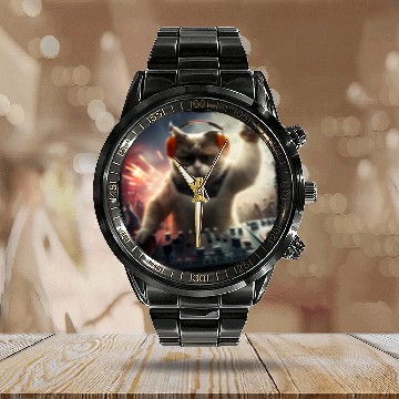 Discover Cat Paws DJ Cat Rave EDM Kitten Kitty Music Underground Calendar Steel Band Watch