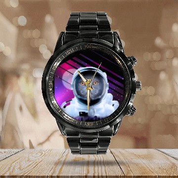 Discover Cat Paws Astronaut Cat Astronomy Galaxy Cat Astronaut Calendar Steel Band Watch