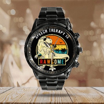 Discover Dinosaur Dino Funny Slp Speech Therapist Dinosaur Cool Speech Therapy Dino Calendar Steel Band Watch
