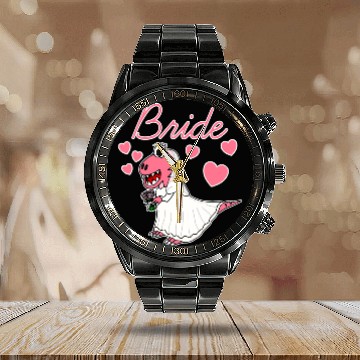 Discover Dinosaur Dino Bride TRex Wedding Planner Engagement Calendar Steel Band Watch