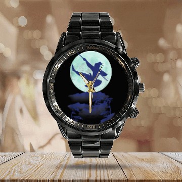 Discover Disney Mulan Jump Night Sky Moon Graphic Calendar Steel Band Watch Baseball Tees