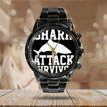 Discover Ocean Shark Attack Survivor Shark Attack Calendar Steel Band Watch