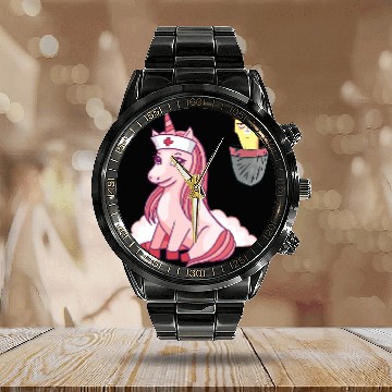 Discover Unicorns Grumpy Pocket Cat Unicorns Meowgical nurses Caticorn Gift Pet Calendar Steel Band Watch