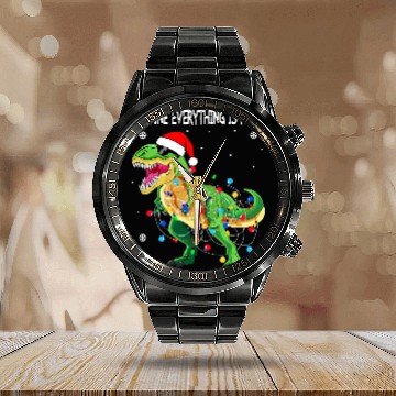 Discover Dinosaur Dino Im Fine Everything Is Fine Christmas Lights t rex Dinosaur Calendar Steel Band Watch