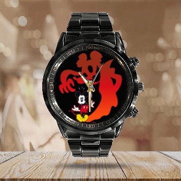 Discover Disney Mickey Mouse Halloween Spooky Scary Shadows Vampire Baseball Tees Calendar Steel Band Watch