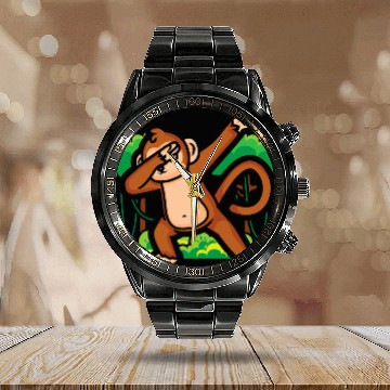 Discover Monkey Lover Ape Zookeeper Primatologist Dab Dabbings Chimpanzee Calendar Steel Band Watch