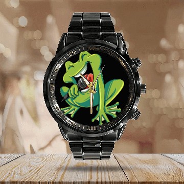 Discover Frog Gift Singing Frog Toad Calendar Steel Band Watch