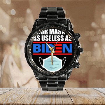 Discover Anti Biden 2021 That Mask Is As Useless as Joe Biden Calendar Steel Band Watch