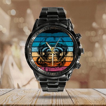 Discover Monkey Lover with Astronauts Helmet Retro Vintage Calendar Steel Band Watch