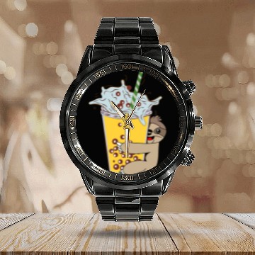 Discover Sloth Gift Cup Love Cute Kawaii Bubble Tea Lover Milk Tea Calendar Steel Band Watch
