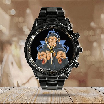 Discover Monkey Lover Funny Cartoon Chimpanzee Monkey Calendar Steel Band Watch