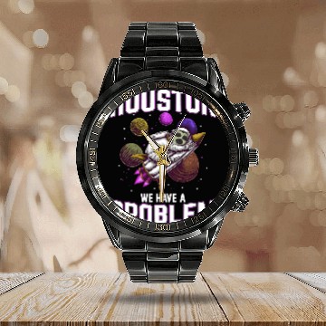 Discover Sloth Gift Houston we have a problem astonaut pajamas astronaut sloth Calendar Steel Band Watch