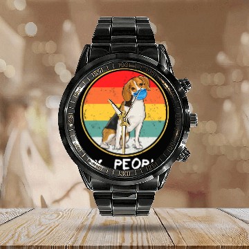 Discover vintages Ew People Beagle Dog Wearing Face Mask Calendar Steel Band Watch