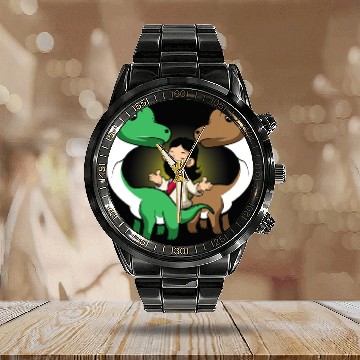 Discover Dinosaur Dino Christian Jesus Saves Dino Dinosaur Nerd Calendar Steel Band Watch