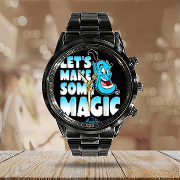 Discover Disney Aladdin Genie Lets Make Some Magic Gradie Baseball Tees Calendar Steel Band Watch