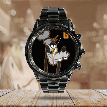 Discover Disney Goofy Orange Outline Portrait Calendar Steel Band Watch