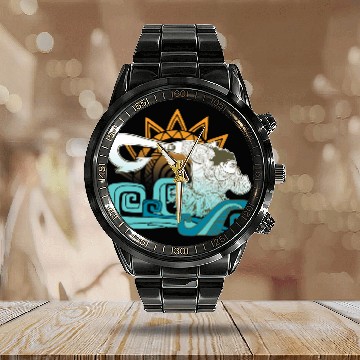 Discover Disney Moana Maui Hook Surf and Sun Gradient Graphic 3D Calendar Steel Band Watch