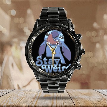 Discover Disney Lilo Stitch Stay Weird Stitch Quote Baseball Tees Calendar Steel Band Watch