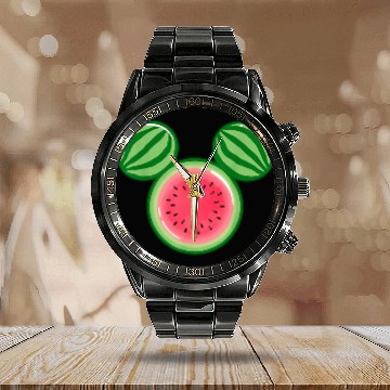 Discover Disney Mickey Friends Mickey Watermelon Ears Baseball Tees Calendar Steel Band Watch