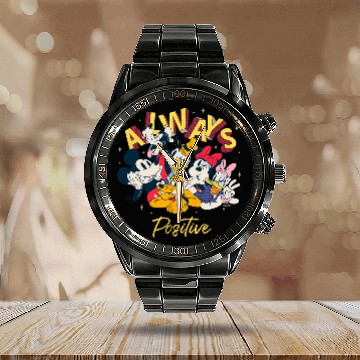 Discover Disney Mickey and Friends Always Positive Calendar Steel Band Watch