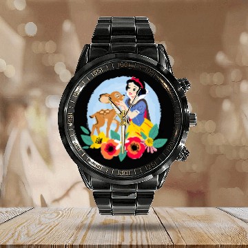 Discover Disney Princess - Floral Snow White Deer Calendar Steel Band Watch