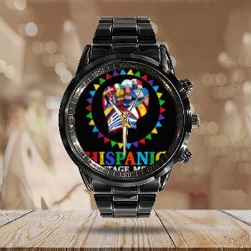 Discover Hispanic Heritage Month Strong Latino Hand Countries Flag Calendar Steel Band Watch
