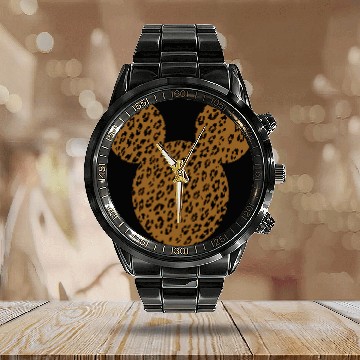Discover Disney Mickey And Friends Mickey Mouse Cheetah Print 3D Calendar Steel Band Watch