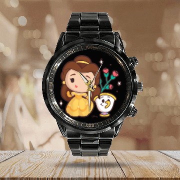 Discover Disney Princess - Belle and Chip Teacup Calendar Steel Band Watch